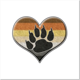 Large Gay Bear Pride Heart with Paw Symbol Posters and Art